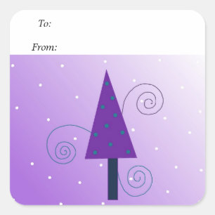 Whimsical Christmas Tree Square Sticker