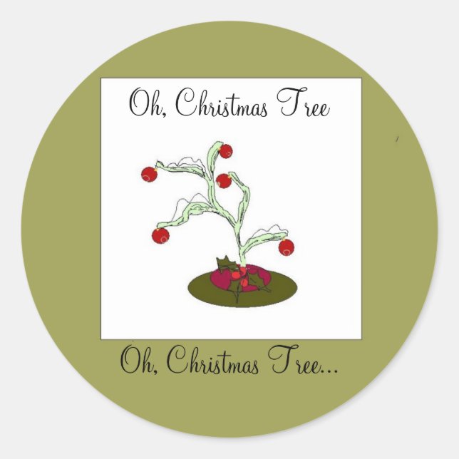 Whimsical Christmas Tree -stickers Classic Round Sticker (Front)
