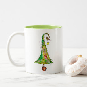 Whimsical Christmas Tree Two-Tone Coffee Mug