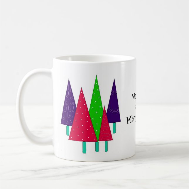 Whimsical Christmas Trees Coffee Mug (Left)