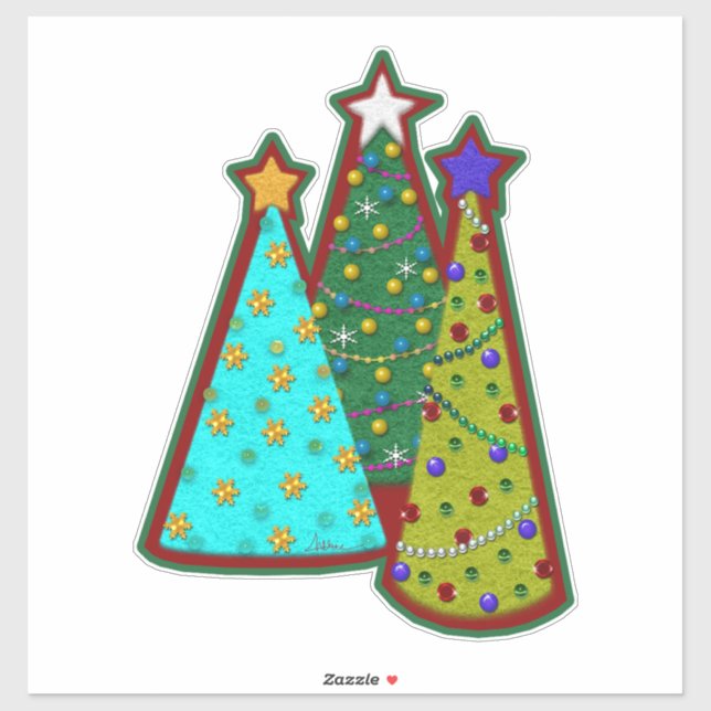 Whimsical Christmas Trees Faux Felt Style (Sheet)