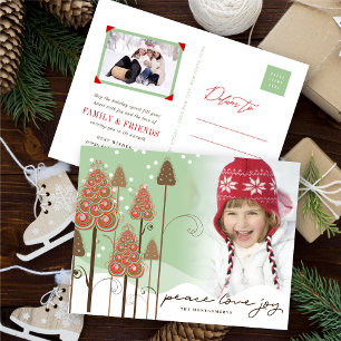 Whimsical Christmas Trees Holiday Photo Postcard
