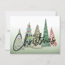 Whimsical Christmas Trees Holiday PostCard