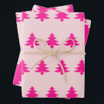 Whimsical Christmas Trees Pale Pink and Dark Pink Wrapping Paper Sheet<br><div class="desc">A pattern of deep pink Christmas trees appears on the two sheets of pale pink wrapping paper. The colours are reversed are on the other sheet.</div>