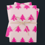 Whimsical Christmas Trees Pale Pink and Dark Pink Wrapping Paper Sheet<br><div class="desc">A pattern of deep pink Christmas trees appears on the two sheets of pale pink wrapping paper. The colours are reversed are on the other sheet.</div>