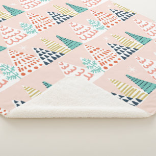 Whimsical Christmas Trees  Sherpa Blanket