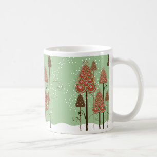 Whimsical Christmas Trees Snow Winter Wonderland Coffee Mug