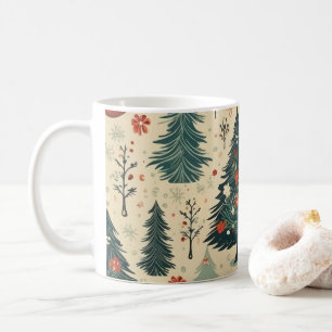 Whimsical Christmas trees Watercolor Pattern Coffee Mug