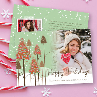 Whimsical Christmas Trees Winter Wonderland Photo Holiday Card