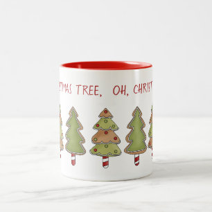 Whimsical  Christmas Trees With Candy Cane Trunks Two-Tone Coffee Mug