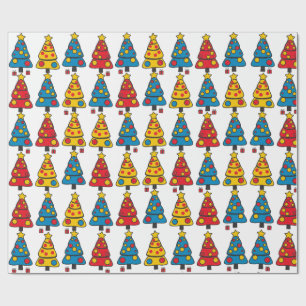 Whimsical Christmas Trees Wrapping Paper