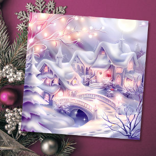 Whimsical Christmas Village Winter Wonderland Holiday Card
