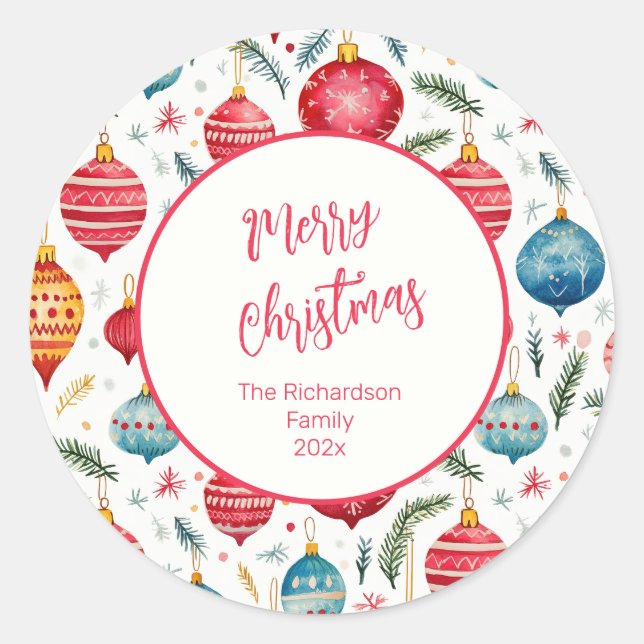 Whimsical Christmas Vintage Ornaments Sticker (Front)