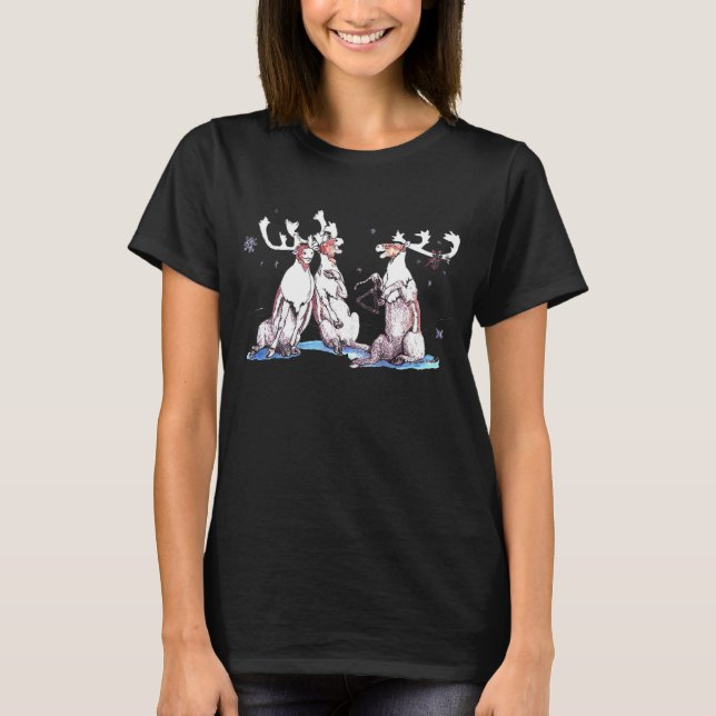 Whimsical Christmas Wildlife Singing Caribou T-Shirt (Front)