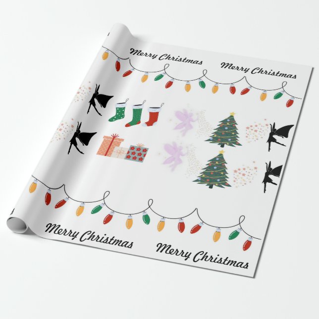 Whimsical christmas wrapping paper with fairy dust (Unrolled)