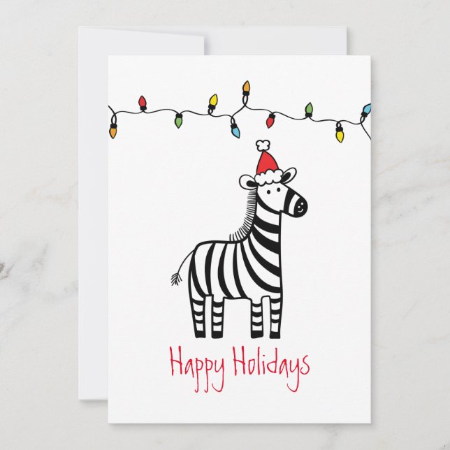 Whimsical Christmas Zebra Christmas Cards (Front)