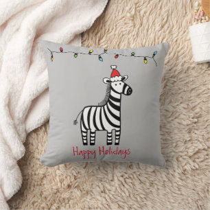 Whimsical Christmas Zebra Cushion