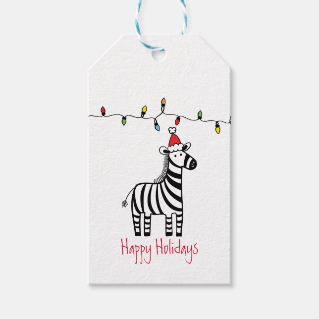 Whimsical Christmas Zebra Gift Tags (Front)