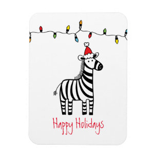 Whimsical Christmas Zebra Magnet