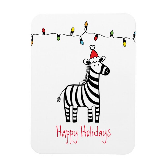 Whimsical Christmas Zebra Magnet (Vertical)