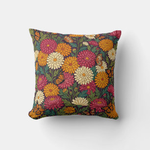 Whimsical Chrysanthemum Throw Pillow