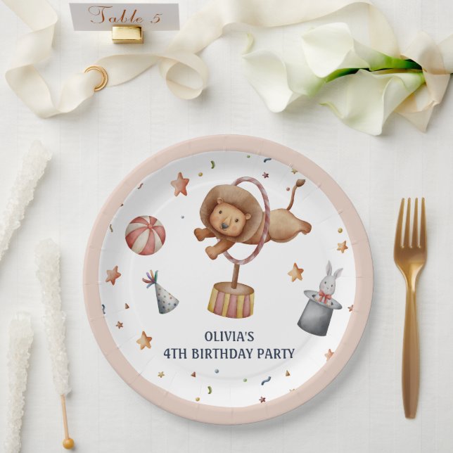 Whimsical Circus Lion Kids Birthday Party Paper Plate (Wedding)
