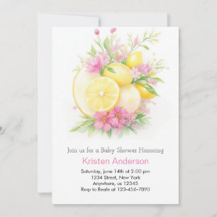 Whimsical Citrus Dreamy Lemon Girl Baby Shower Invitation