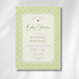 Whimsical Citrus Green Diamond Baby Shower Invitation