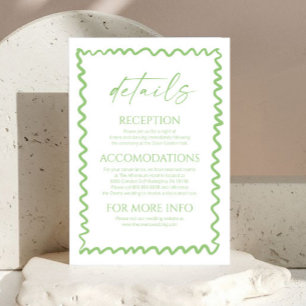 Whimsical Citrus Green Wavy Border Wedding Details Enclosure Card