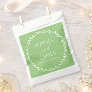 Whimsical Citrus Green Wavy Border Wedding Favour Bags