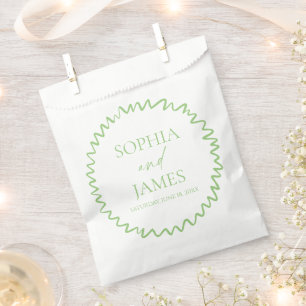 Whimsical Citrus Green Wavy Border Wedding Favour Bags
