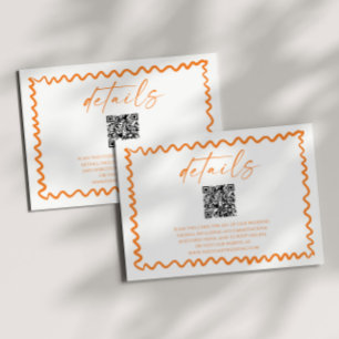 Whimsical Citrus Orange QR Code Wedding Details Enclosure Card