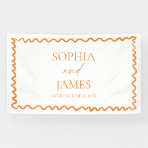 Whimsical Citrus Orange Wavy Border Wedding Banner