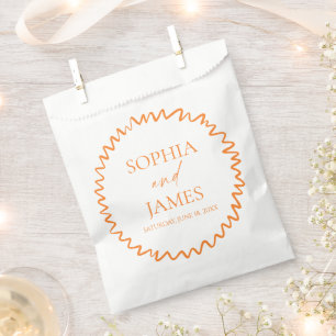 Whimsical Citrus Orange Wavy Border Wedding Favour Bags