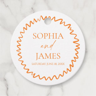 Whimsical Citrus Orange Wavy Border Wedding Favour Tags