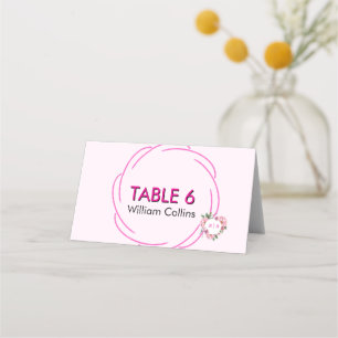 Whimsical Citrus Pink & flower Wedding   Place Card