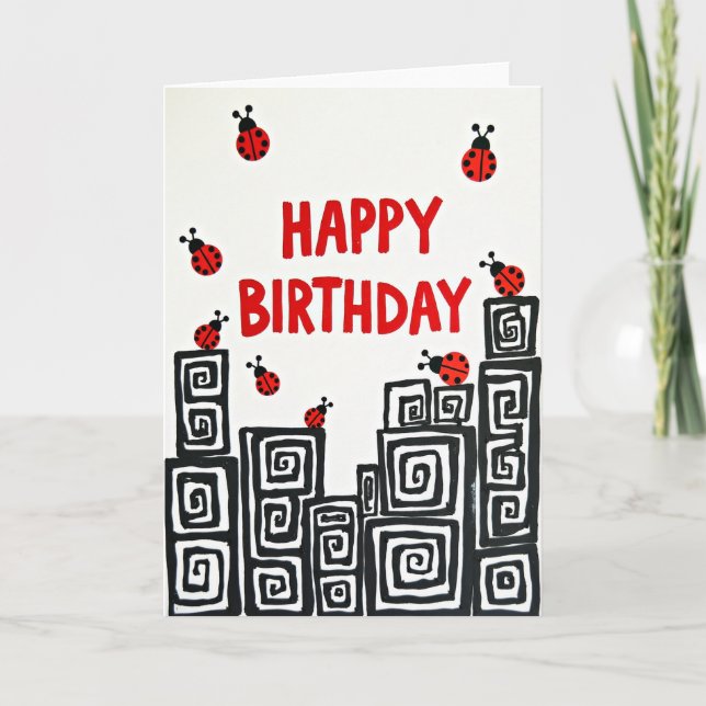 Whimsical City Birthday Card (Front)