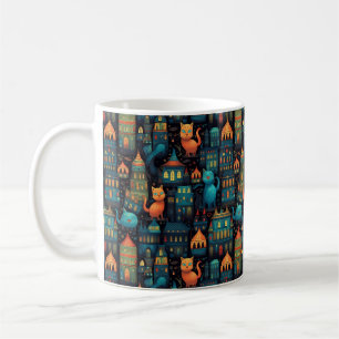 Whimsical City Cats AI Art Coffee Mug