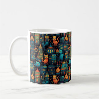 Whimsical City Cats AI Art Coffee Mug