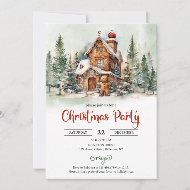 Whimsical Classic gingerbread decorating party Invitation (Front)