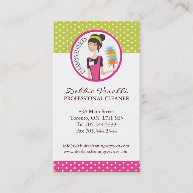 Whimsical Cleaning Services Business Cards (Front)