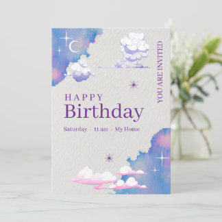 Whimsical Cloud & Galaxy Birthday Invitation