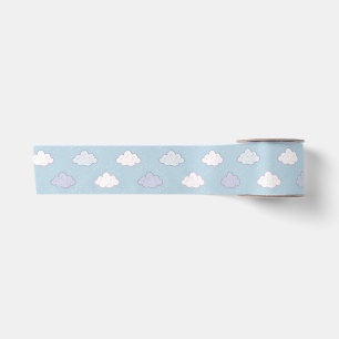 Whimsical Cloud Star Dreamy Celestial Satin Ribbon