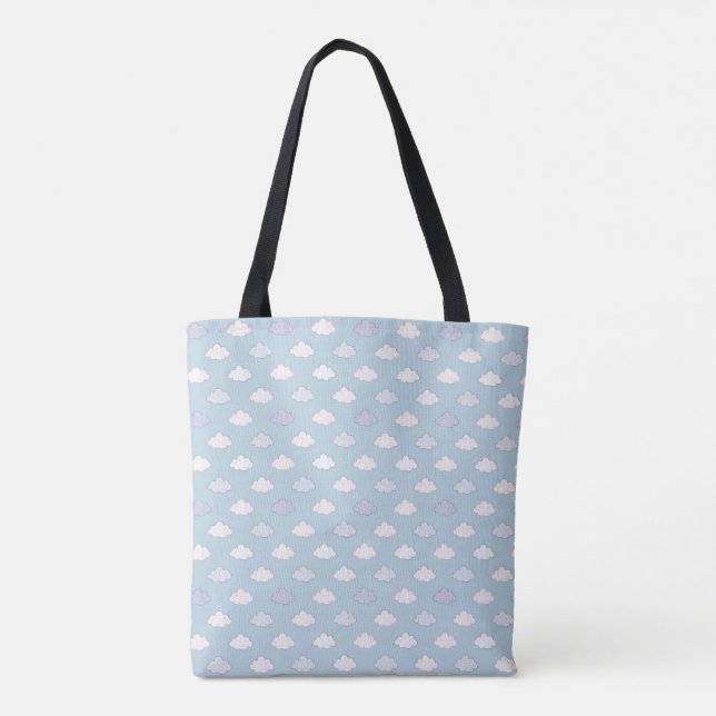 Whimsical Cloud Star Dreamy Celestial Tote Bag (Back)