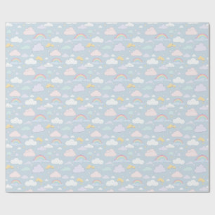 Whimsical Clouds and Rainbows Wrapping Paper