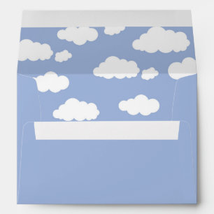 Whimsical Clouds Baby Shower Party Blue Invite Envelope