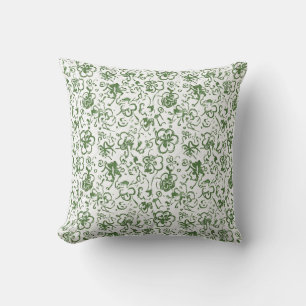 Whimsical Clover Dance – Green Chinoiserie-Inspire Cushion