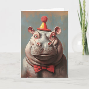 Whimsical Clown Hippo Portrait Invitation