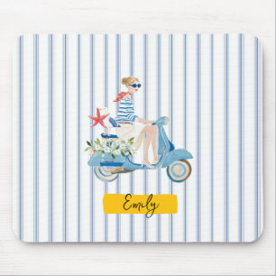Whimsical Coastal Motorbike Mouse Mat