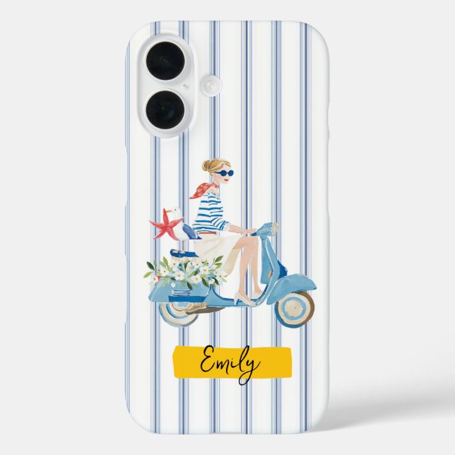 Whimsical Coastal Motorscooter Case-Mate iPhone Case (Back)